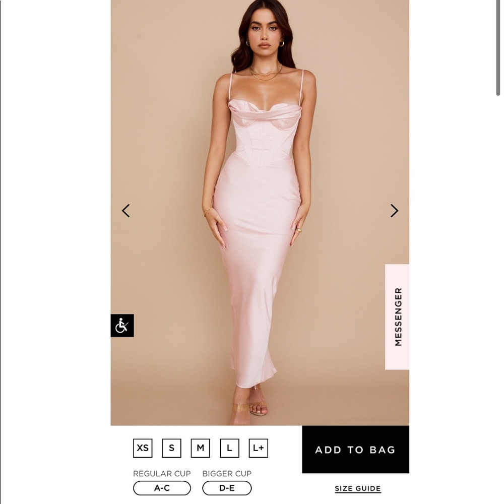 HOUSE OF CB CHARMAINE BLUSH PINK CORSET MAXI DRESS NWT